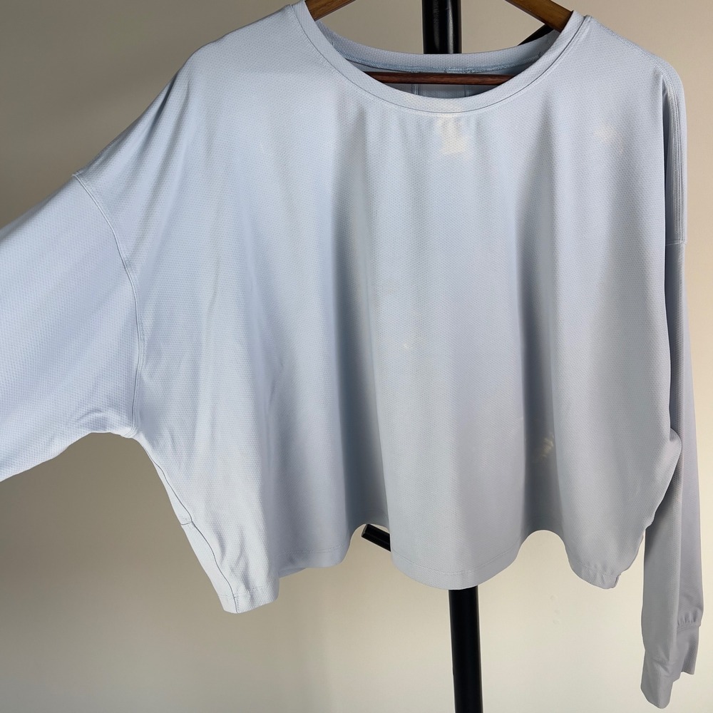 Lululemon Relaxed Mesh Long Sleeve Top Pale Blue Boxy Activewear Shirt